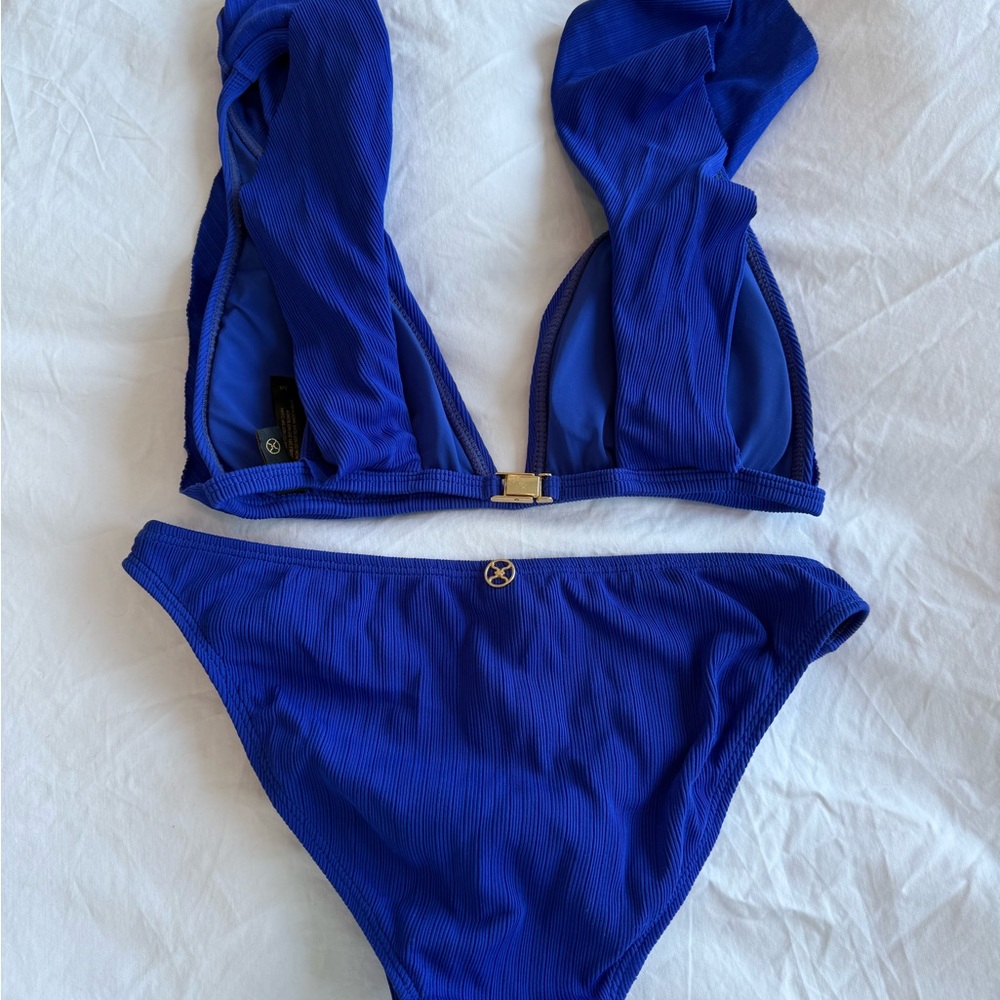 Vix by Paula Hermanny Ruffled Bikini in Klein Blue size M - Picture 7 of 8